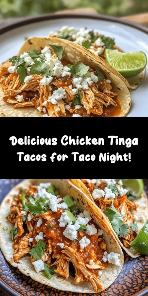 Dive into the bold flavors of these Chicken Tinga Tacos that will make your taste buds dance! With tender, shredded chicken cooked in a smoky chipotle sauce, this recipe is easy to follow and perfect for any taco night. Garnish with fresh cilantro and crumbled queso fresco, and squeeze some lime for an extra zing. Ready in just one hour, this dish serves four, making it great for family dinners or gatherings. Enjoy this delicious taste of Mexico!