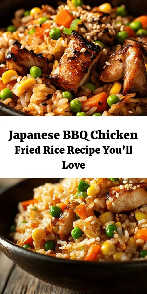 Indulge in a deliciously savory Japanese BBQ Chicken Fried Rice that’s perfect for any meal! This recipe combines fragrant jasmine rice, tender marinated chicken, vibrant mixed veggies, and a medley of sauces for an explosion of flavor. With easy-to-follow steps and a quick prep time, dinner can be ready in under 30 minutes! Garnish with toasted sesame seeds and nori strips for that authentic touch. A satisfying meal your family will love!