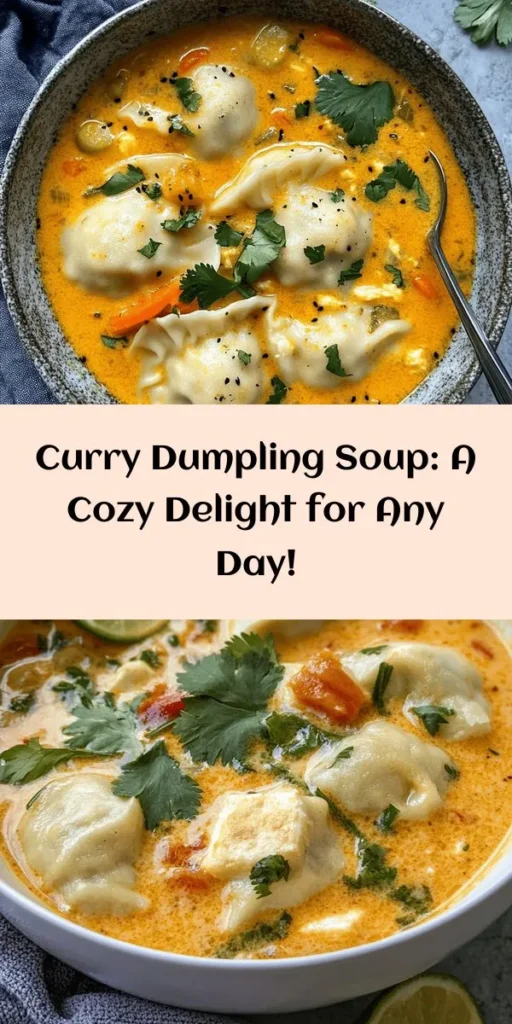 Treat yourself to a bowl of comfort with this Heavenly Curry Dumpling Soup! Delightful homemade dumplings filled with colorful veggies and paneer are nestled in a rich, creamy coconut broth infused with aromatic curry spices. Perfect for any occasion, this easy recipe combines vibrant flavors that warm the soul. Serve with fresh cilantro and lime wedges for an uplifting touch. Ready in just an hour, it's a must-try for soup lovers!