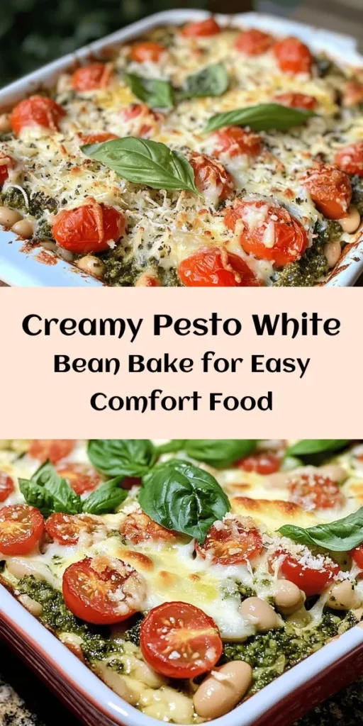 Try this delicious Creamy White Bean and Pesto Bake for a comforting and flavorful meal! Simply mix cooked white beans with basil pesto, cherry tomatoes, and fresh spinach, then top with mozzarella and Parmesan cheeses. Bake until golden and bubbling for a dish that's both satisfying and easy to make. Perfect as a side or a light main course. Enjoy a healthy dose of plant-based goodness in every bite!