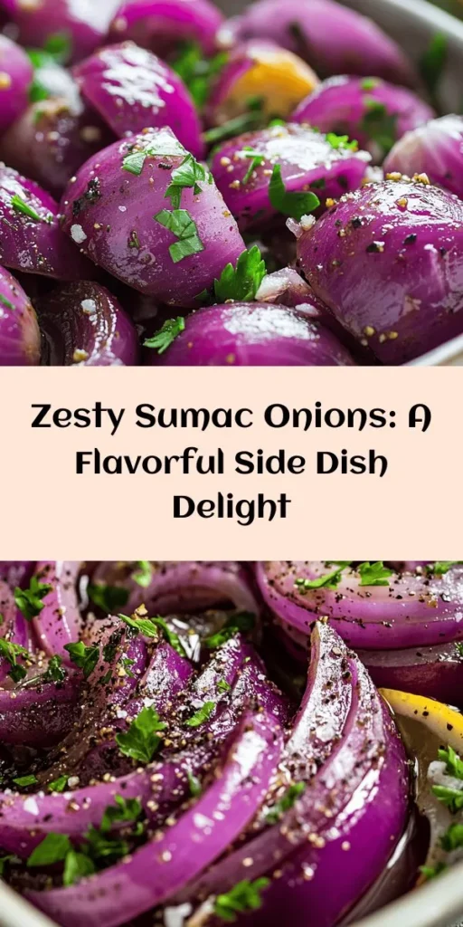 Elevate your meals with these Zesty Sumac Onions with a Twist! This flavorful recipe features thinly sliced red onions marinated in olive oil, sumac spice, lemon juice, and a touch of honey for a delightful sweet-and-sour balance. Perfect as a side dish or a topping, these onions add a burst of flavor to any plate. With just a 10-minute prep time, they’re easy to make and deliciously addictive. Enjoy the perfect blend of zest and sweetness!