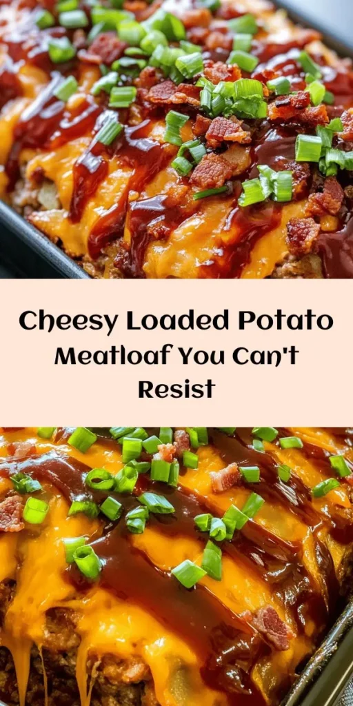 Savor the flavors of comfort food with this Ultimate Loaded Potato Meatloaf recipe! Packed with tender ground beef, creamy mashed potatoes, crispy bacon, and melted cheddar cheese, this dish is a crowd-pleaser. It's easy to make and perfect for family dinners. Topped with a delicious barbecue and ketchup glaze, this meatloaf is sure to be a hit at your table. Serve with a salad or veggies for a wholesome meal. Try it tonight!