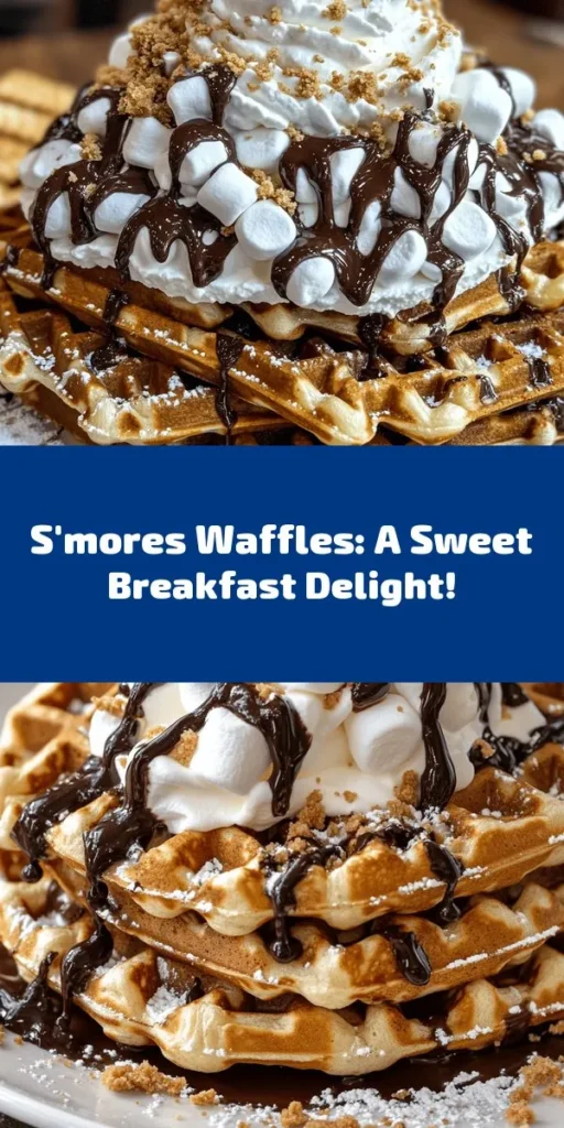 Treat yourself to a delicious breakfast with these indulgent S’mores Waffles! Combining fluffy waffles with gooey marshmallows, rich chocolate chips, and crunchy graham crackers, this recipe is a fun twist on a classic treat. Ready in just 25 minutes, they’re perfect for serving with whipped cream and drizzled chocolate sauce. Get ready for a delightful morning that feels like a campfire favorite! Ideal for family brunch or a sweet dessert.