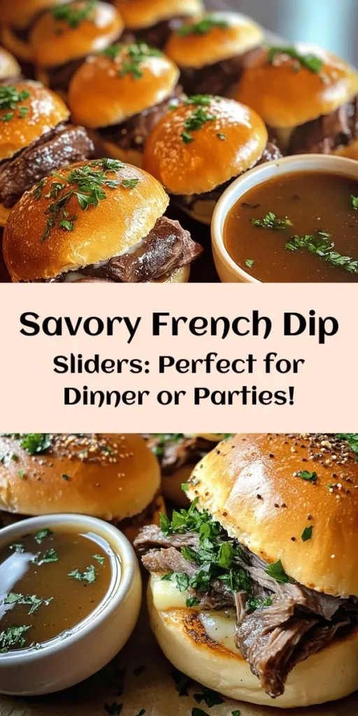 Looking for a crowd-pleasing dish for dinner or your next party? Try these Easy French Dip Sliders! These delicious sliders feature tender roast beef and gooey provolone cheese stuffed in mini brioche or Hawaiian rolls. Baked till golden brown, they're perfect for dipping in a savory homemade au jus. With just 30 minutes from prep to plate, you can whip up this tasty treat for any occasion. Your guests will love it!