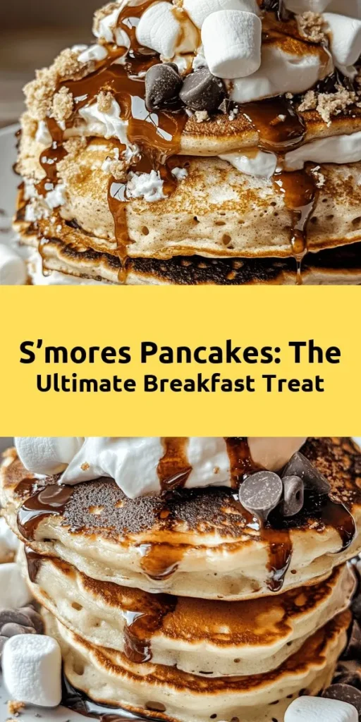 Savor the delightful taste of camping in your kitchen with these S’mores Pancakes! Fluffy buttermilk pancakes are loaded with gooey chocolate chips, mini marshmallows, and crunchy graham crackers. Layer them high and top with whipped cream, chocolate syrup, and extra toasted marshmallows for the ultimate breakfast treat. Perfect for brunch or a cozy weekend morning, these pancakes will satisfy your sweet cravings. Try them today!