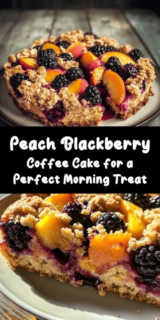 Indulge in the delightful flavors of this Peach Blackberry Coffee Cake! With a soft and moist base made from fresh peaches and blackberries, it’s topped with a crunchy oat and cinnamon crumble that adds the perfect texture. This easy-to-follow recipe comes together in just an hour, making it a perfect treat for brunch or a cozy afternoon snack. Serve it warm or at room temperature for a deliciously sweet experience. Perfect for sharing or enjoying solo!
