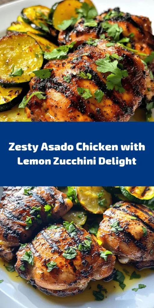 Elevate your dinner with this mouthwatering Zesty Asado Chicken paired with sautéed lemon zucchini! Marinated in a burst of citrus and spices, the juicy chicken is grilled to perfection, while the zucchini adds a fresh, zesty crunch. Perfect for a weeknight meal or outdoor gathering, this dish is as flavorful as it is easy to prepare. Serve it up with a sprinkle of fresh herbs for a vibrant finish. Enjoy a delightful taste of summer on your plate!