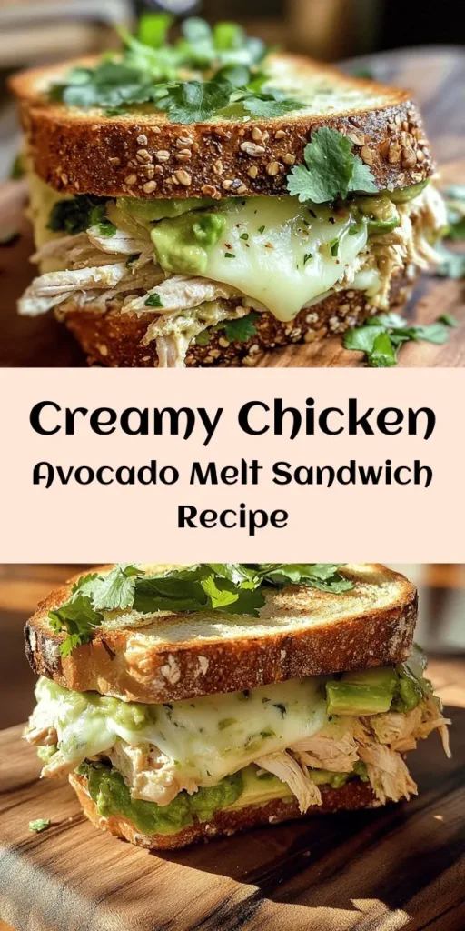 Warm, cheesy, and oh-so-satisfying, this Chicken Avocado Melt Sandwich is the perfect meal for any time of day! Combining tender chicken, creamy avocado, and melted mozzarella, this sandwich is not only delicious but also packed with protein and healthy fats. Easy to prepare in just 20 minutes, it's great for lunch or a quick dinner. Serve with a side salad for a complete meal. Perfect for those busy days!
